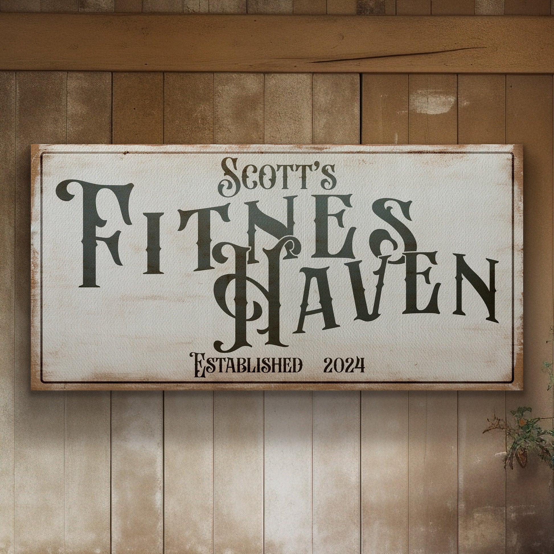Custom Home Gym Sign, Fitness Haven Man cave Sign Personalized Fitness Gifts, Fitness Center Decor Gym Logo Art Huge Canvas Wall Art