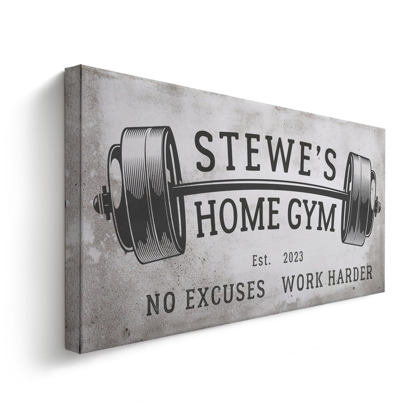 Custom Home Gym Sign, Man cave Sign Personalized Fitness Gifts, No Excuses Fitness Center Decor Gym Logo Art Huge Canvas Wall Art