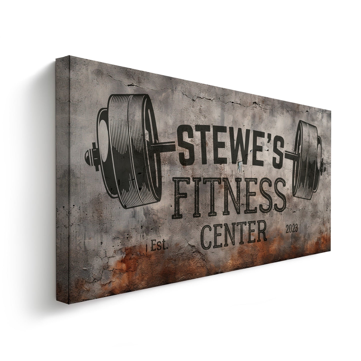 Custom Home Gym Sign, Man cave Sign Personalized Fitness Gifts, Concrete Graphic Fitness Center Decor Gym Logo Art Huge Canvas Wall Art