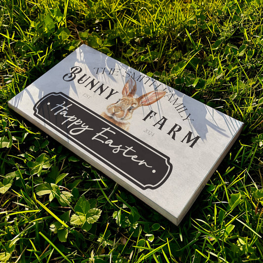 Custom Bunny Farm Easter Family Name Sign, Easter Decoration Rustic Rabbit Wall Art, Vintage Bunny Canvas, Spring Home Decor Wall Art