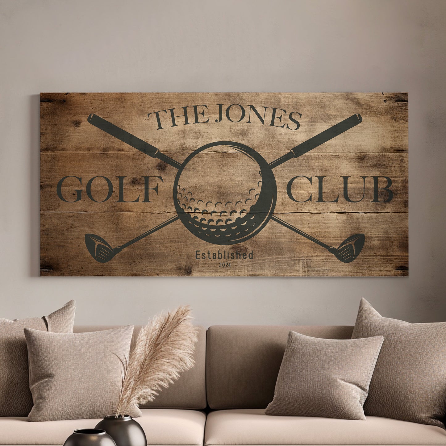 Golf Club Sign, Man cave Sign Personalized Golf Gifts, Custom Golf Team Wall Art Huge Canvas Wall Art