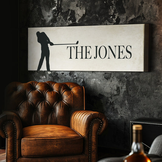 Golf Club Sign, Man cave Sign Personalized Golf Gifts, Custom Golf Team Wall Art Huge Panoramic Canvas Wall Art