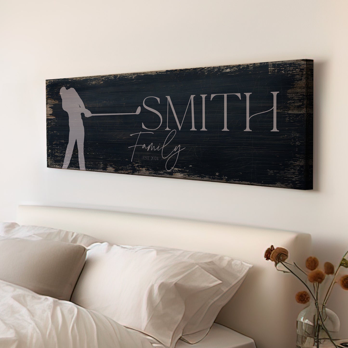 Golf Club Sign, Man cave Sign Personalized Golf Gifts, Custom Golf Team Wall Art Huge Panoramic Canvas Wall Art