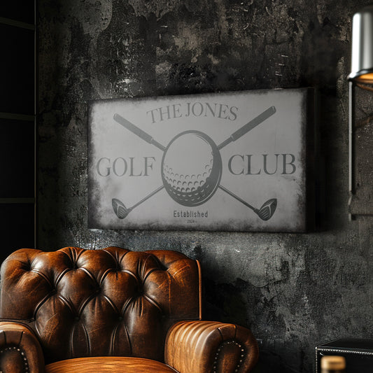 Golf Club Sign, Man cave Sign Personalized Golf Gifts, Custom Golf Team Wall Art Huge Canvas Wall Art