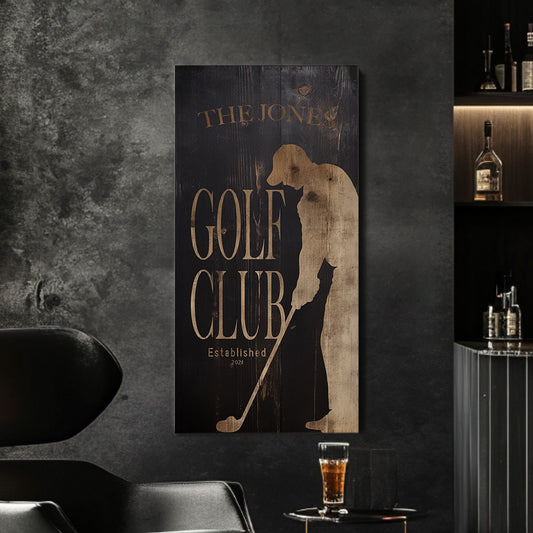 Golf Club Sign, Man cave Sign Personalized Golf Gifts, Custom Golf Team Wall Art Huge Vertical Canvas Wall Art