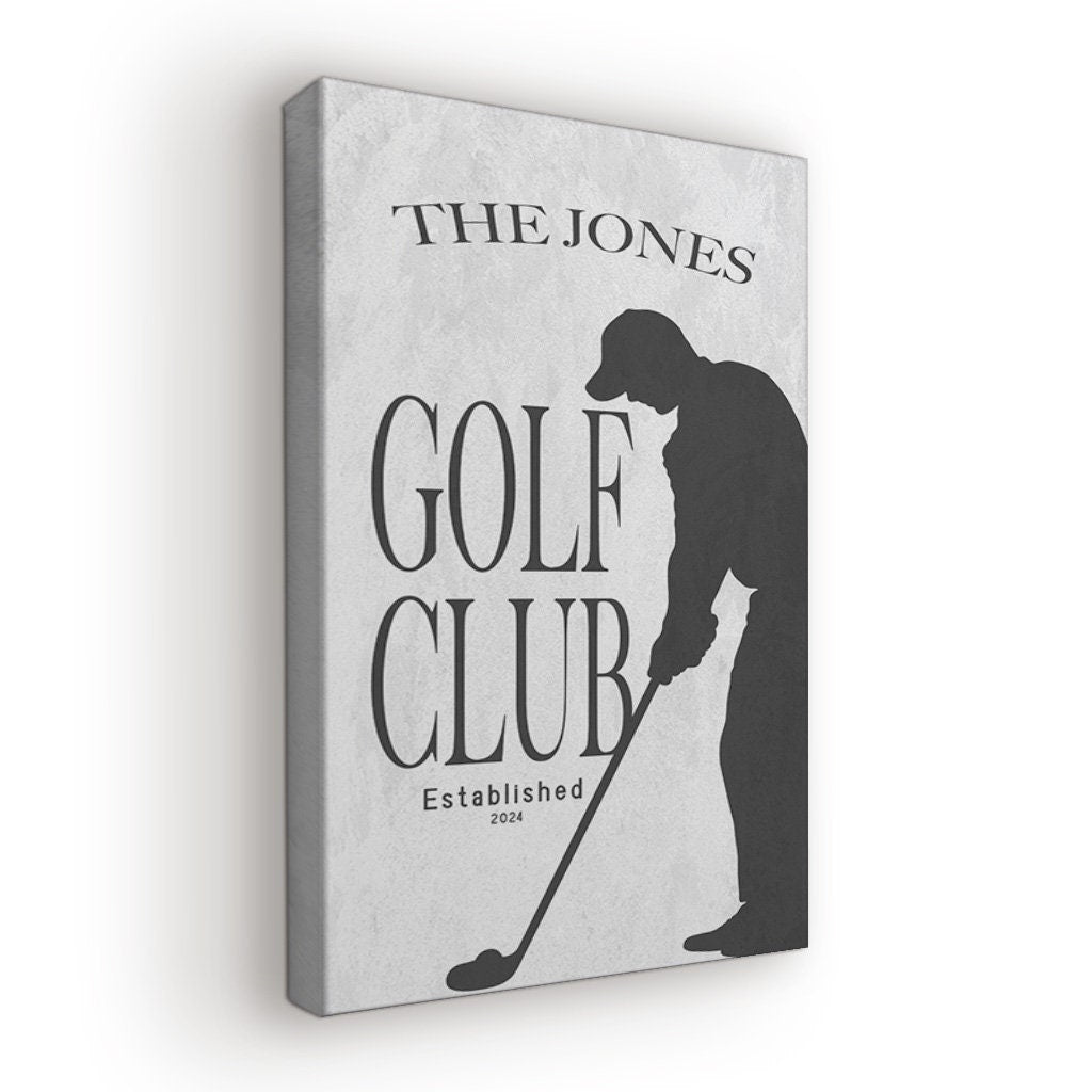 Golf Club Sign, Man cave Sign Personalized Golf Gifts, Custom Golf Team Wall Art Huge Vertical Canvas Wall Art