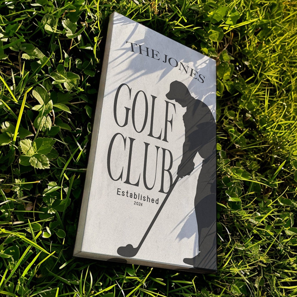Golf Club Sign, Man cave Sign Personalized Golf Gifts, Custom Golf Team Wall Art Huge Vertical Canvas Wall Art