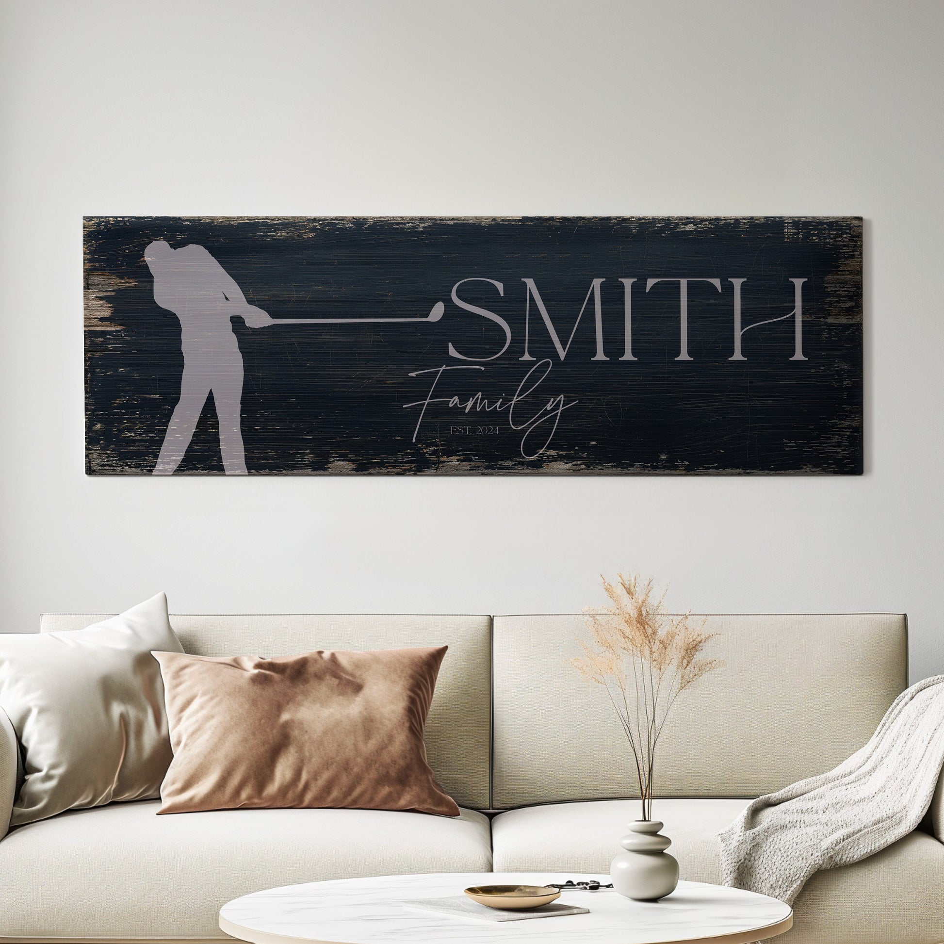 Golf Club Sign, Man cave Sign Personalized Golf Gifts, Custom Golf Team Wall Art Huge Panoramic Canvas Wall Art