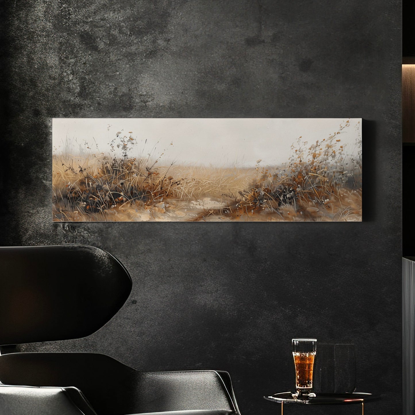 Wildflower Field Long Horizontal Wall Art For Living Room, Panoramic Prairie Canvas Print, Farmhouse Decor Canvas Art