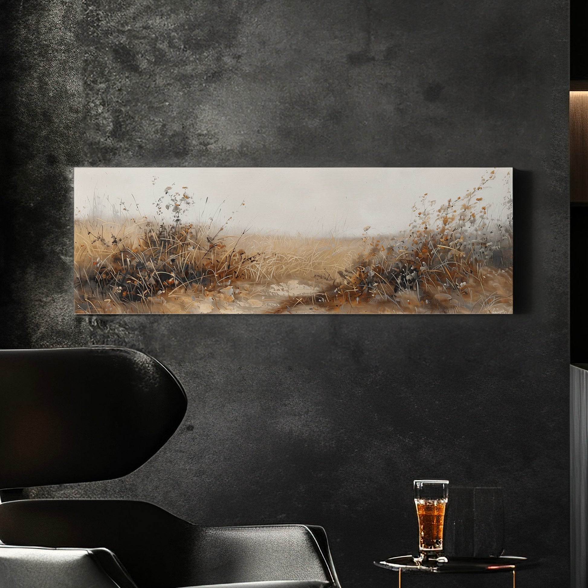 Wildflower Field Long Horizontal Wall Art For Living Room, Panoramic Prairie Canvas Print, Farmhouse Decor Canvas Art