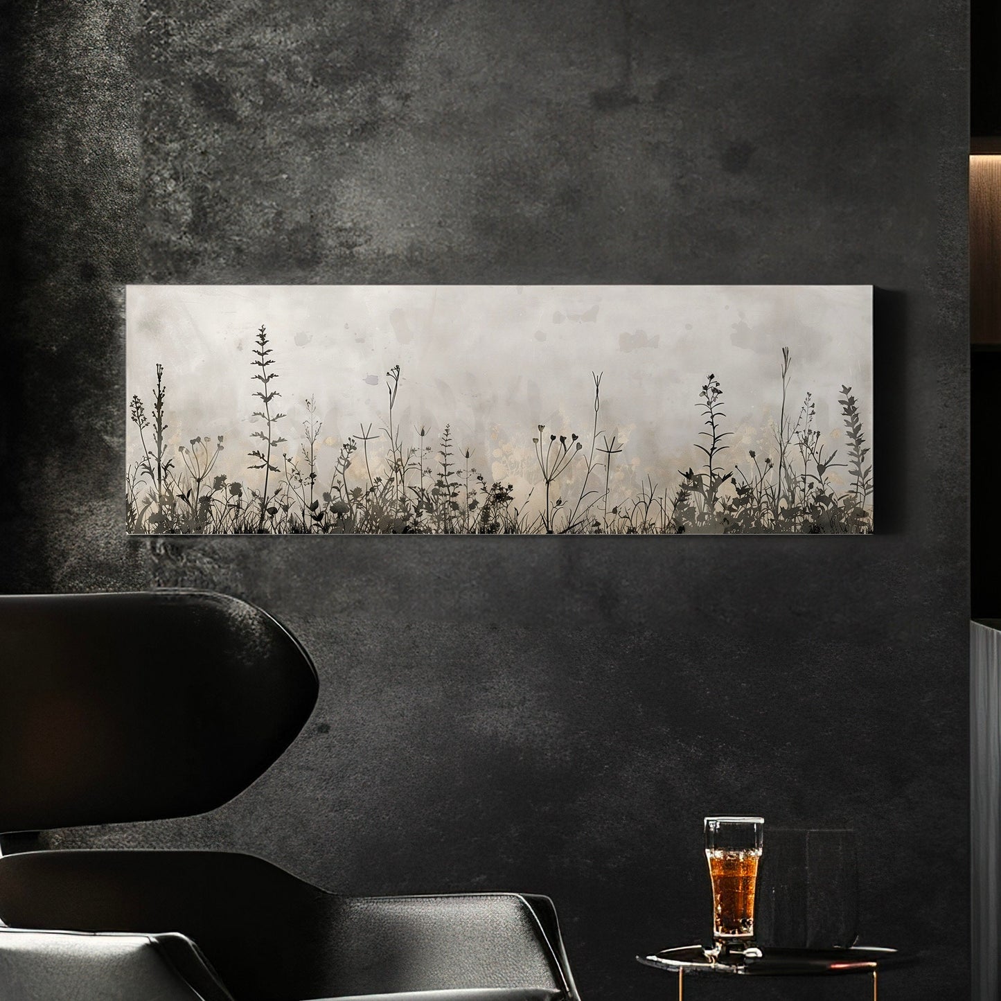 Wildflower Field Long Horizontal Wall Art For Living Room, Panoramic Floral Canvas Print, Farm House Decor Canvas Art