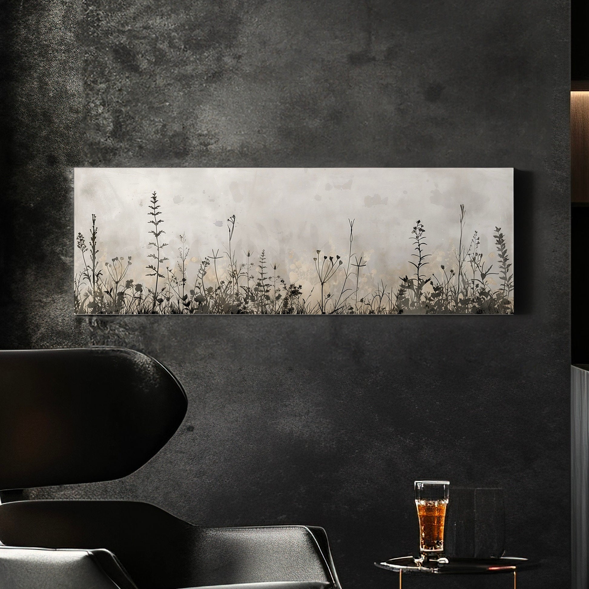 Wildflower Field Long Horizontal Wall Art For Living Room, Panoramic Floral Canvas Print, Farm House Decor Canvas Art