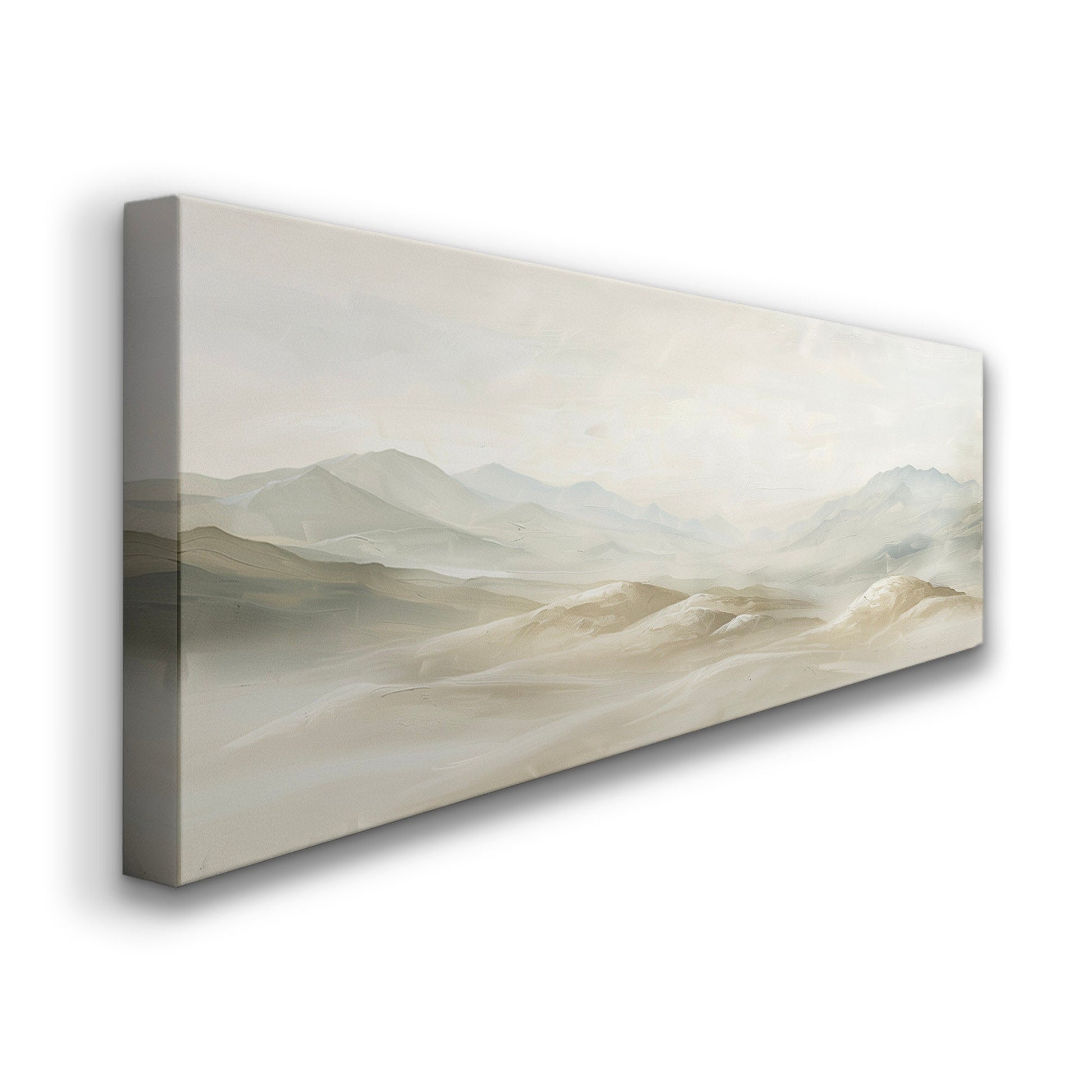 Minimalist Mountain Landscape Long Horizontal Wall Art For Living Room, Panoramic Earthy Canvas Print, Peaceful Decor Canvas Art