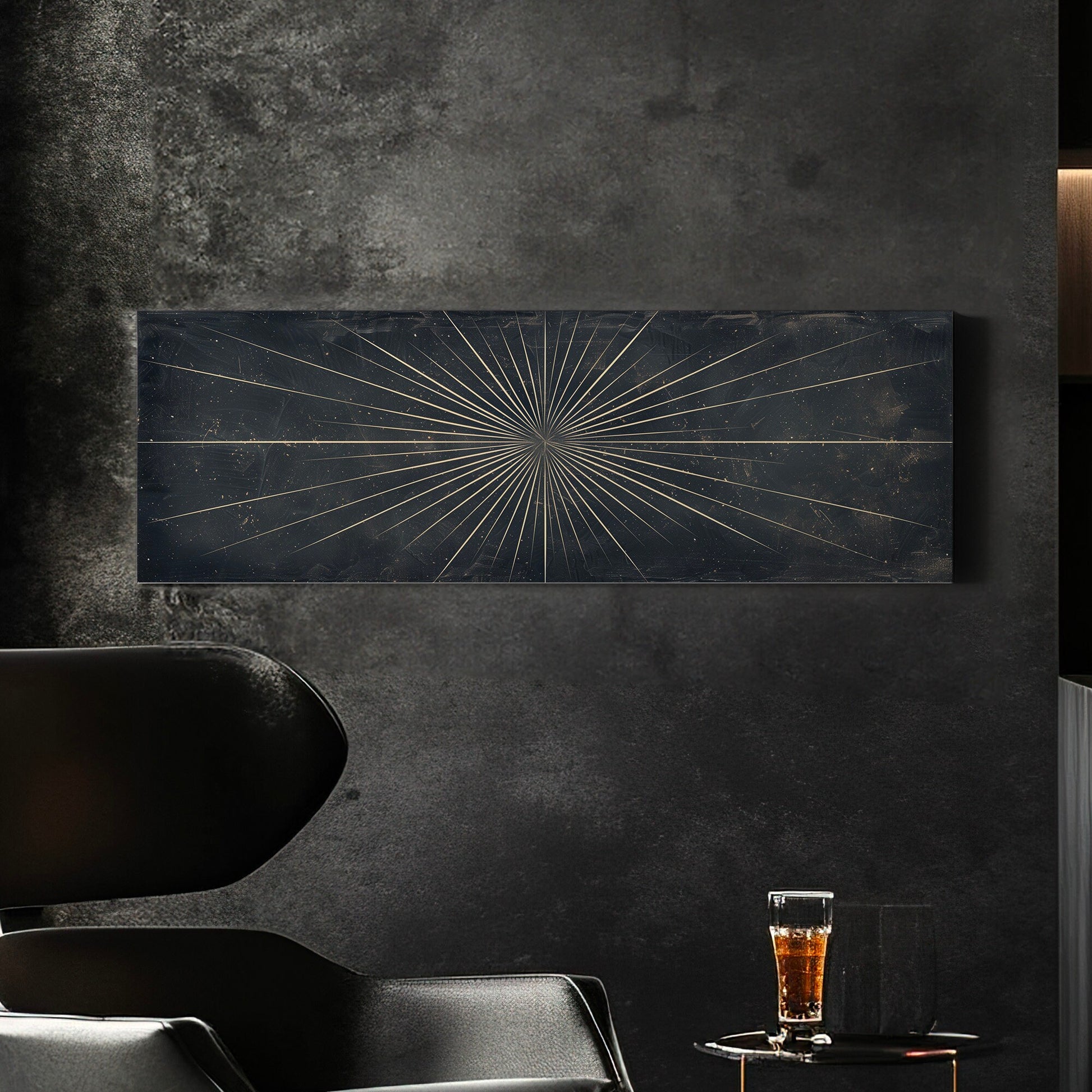Huge Star At Night Long Horizontal Wall Art For Bedroom, Panoramic Night Sky Canvas Print, Minimalist Decor Canvas Art