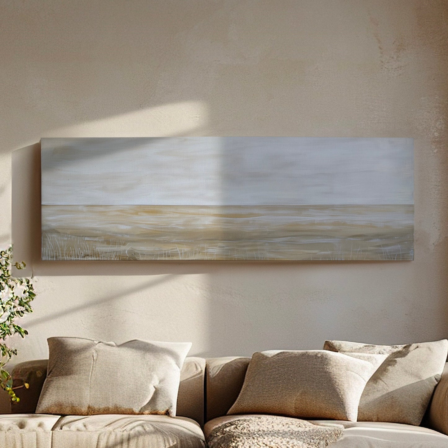 Calm Lake Long Horizontal Wall Art For Living Room, Panoramic Southwestern Canvas Print, Minimalist Decor Canvas Art