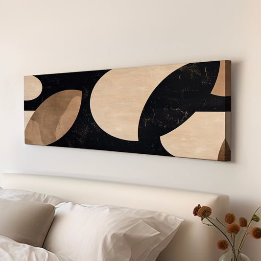 Black Brown Coffee Abstract Long Horizontal Wall Art For Living Room, Panoramic Barista Canvas Print, Latte Coffee Beans Decor Canvas Art