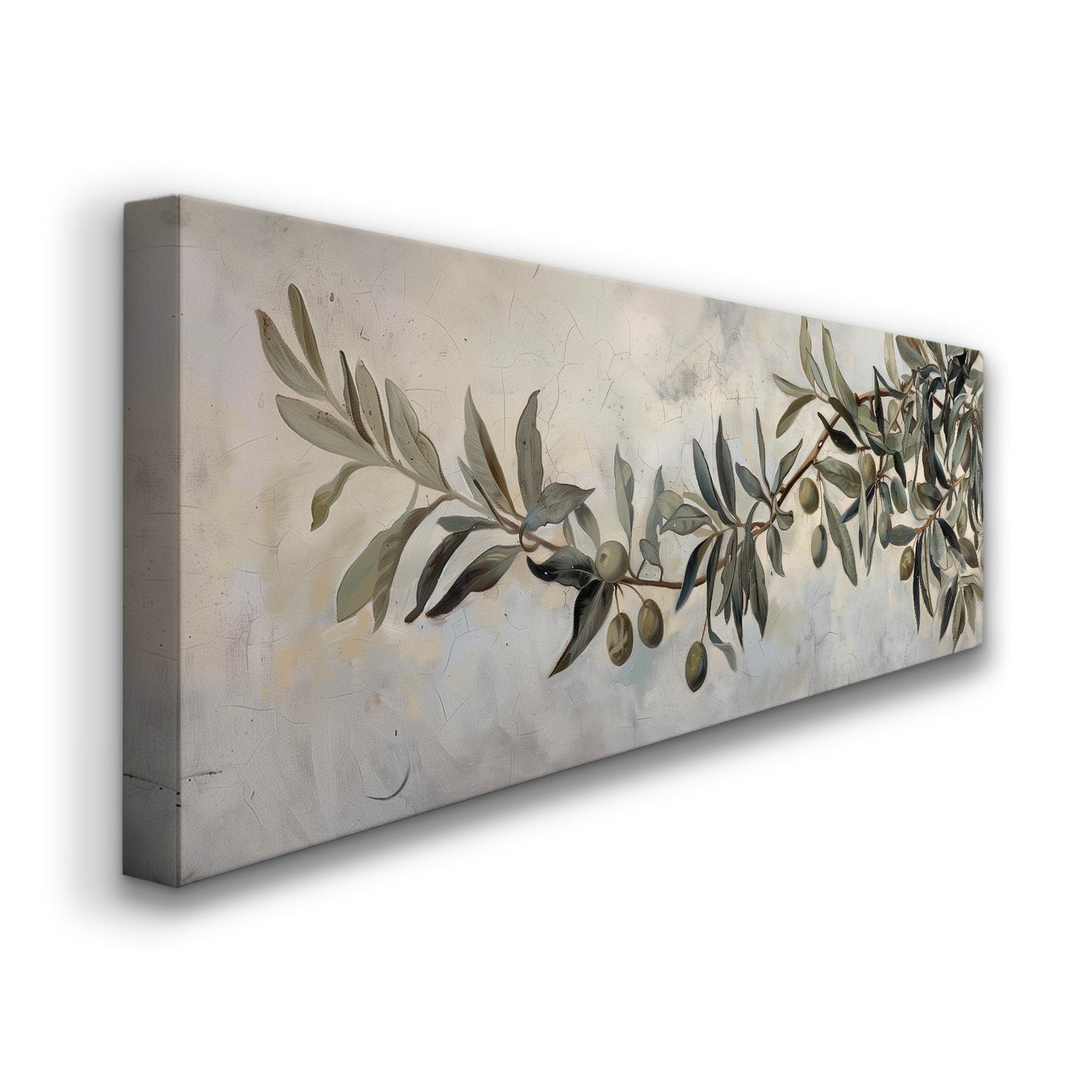 Olive Tree  Long Horizontal Wall Art For Guest Room, Panoramic Botanical Canvas Print, Kitchen Decor Canvas Art