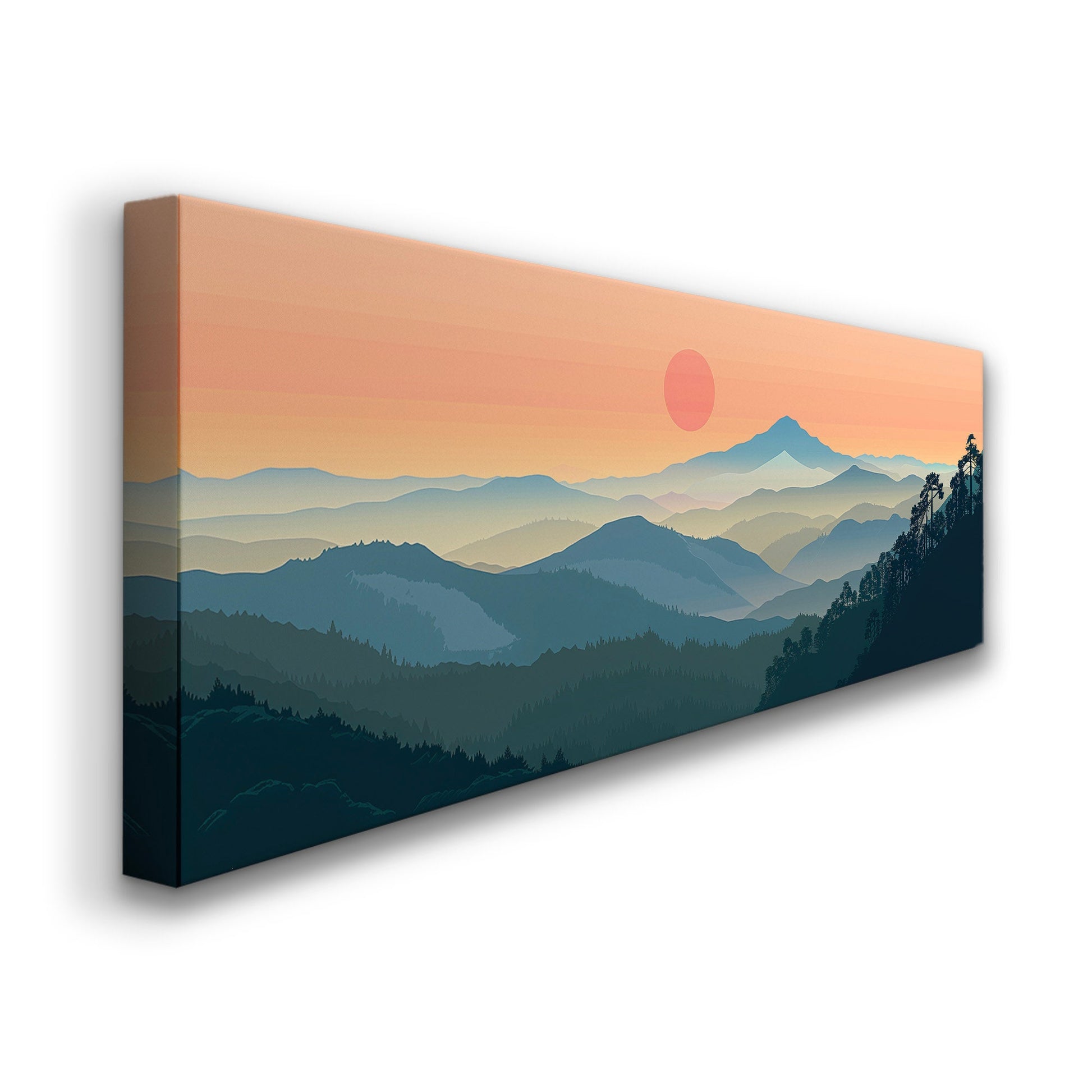 Mount Tamalpais Long Horizontal Wall Art For Living Room, Panoramic California Canvas Print, Sunset Decor Canvas Art