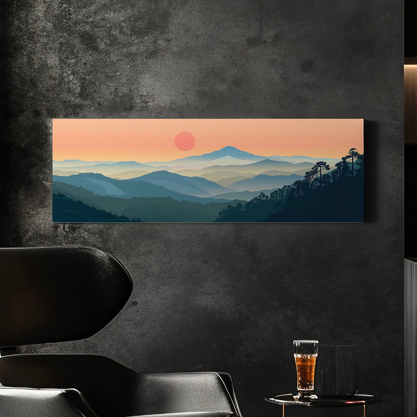 Mount Tamalpais Long Horizontal Wall Art For Living Room, Panoramic California Canvas Print, Sunset Decor Canvas Art