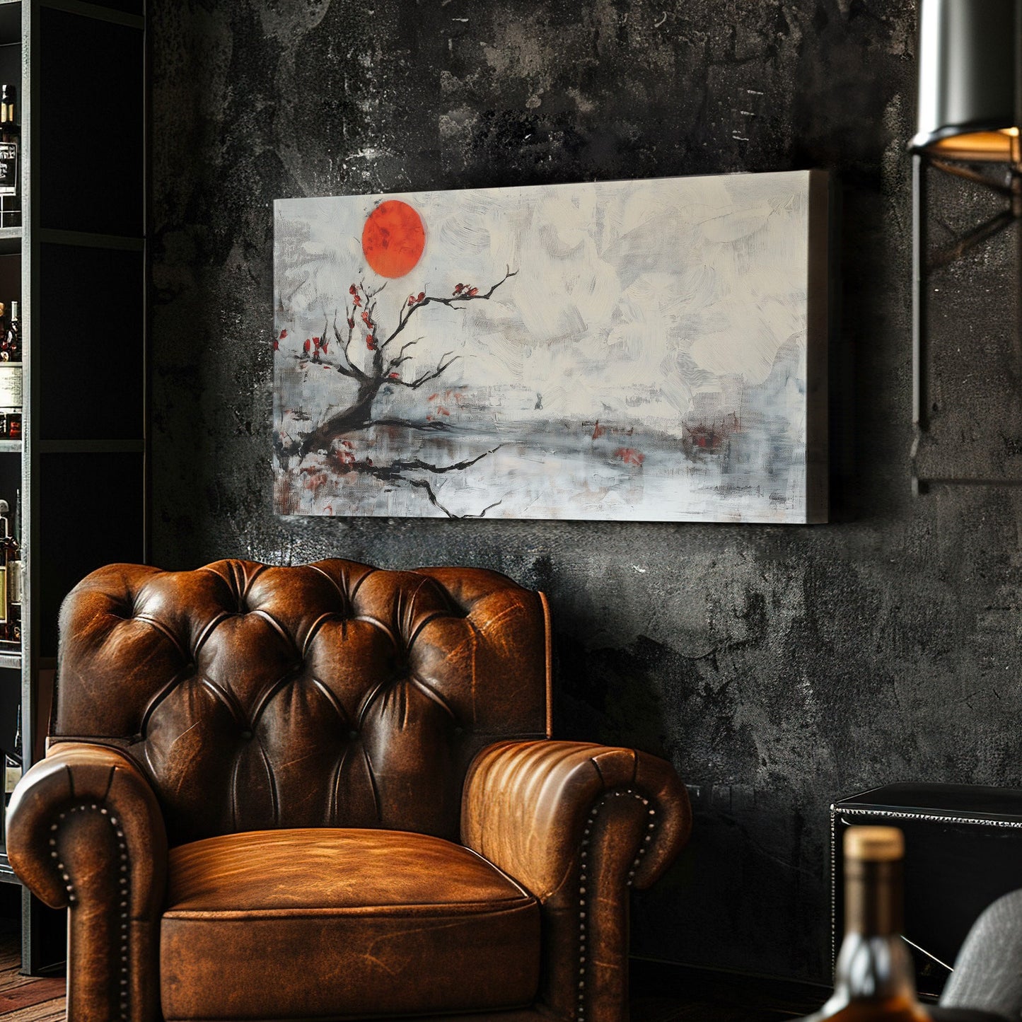 Wabi Sabi Sunset Canvas Print: Japanese Cherry Blossom Wall Art