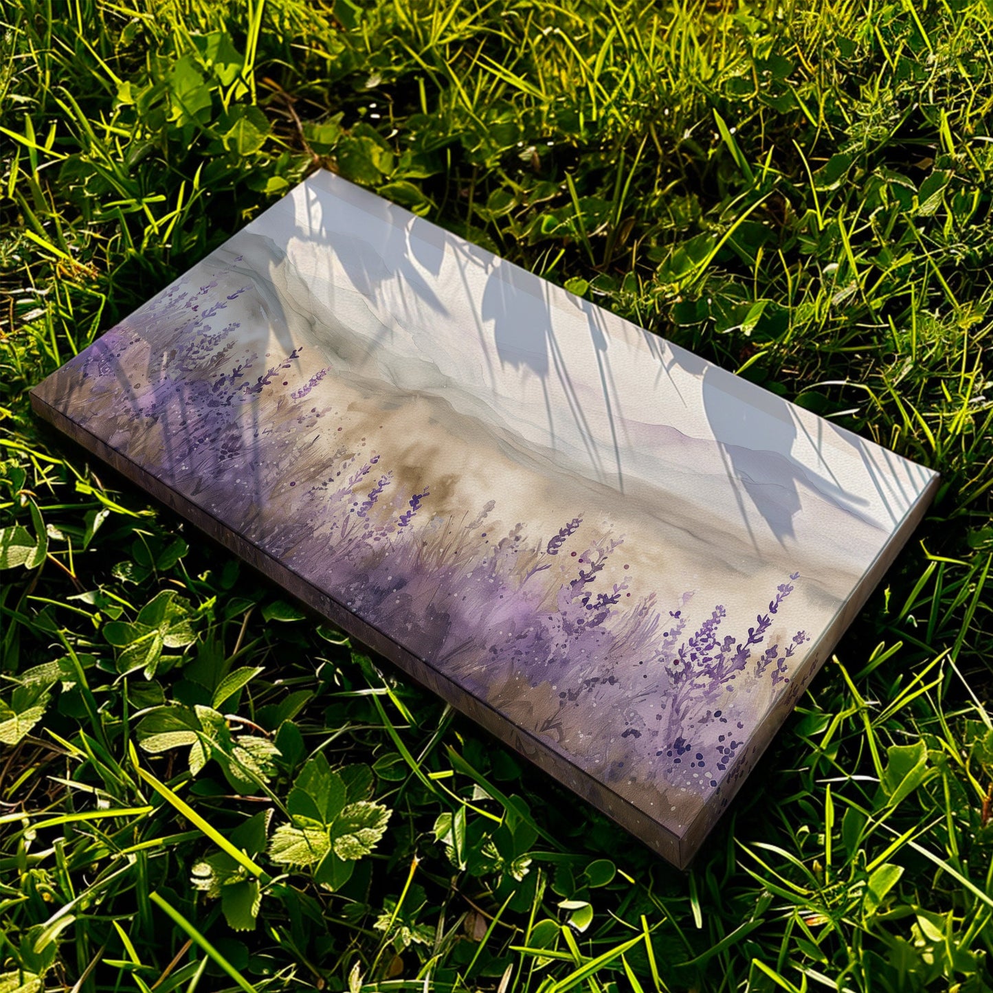 Lavender Meadow Long Horizontal Wall Art For Living Room, Panoramic Farmhouse Canvas Print, Minimal Decor Canvas Art