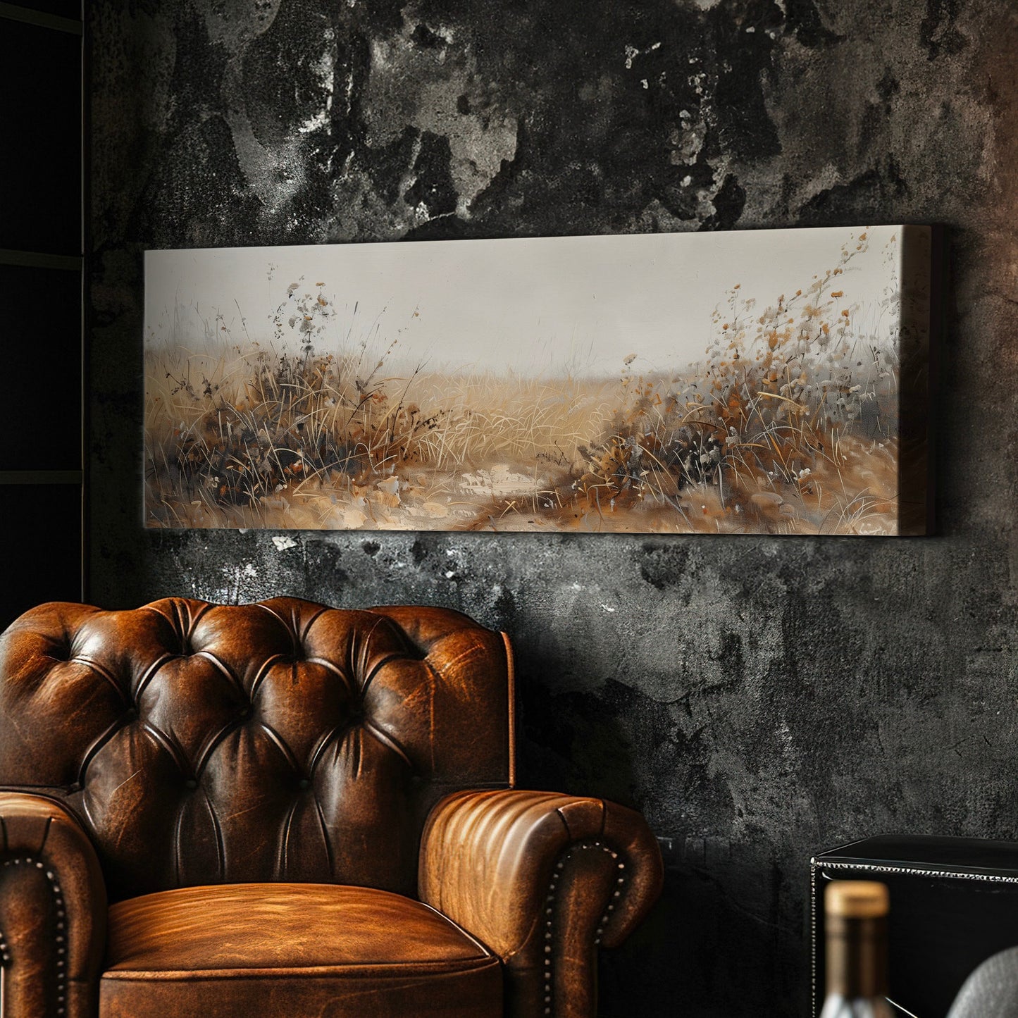 Wildflower Field Long Horizontal Wall Art For Living Room, Panoramic Prairie Canvas Print, Farmhouse Decor Canvas Art