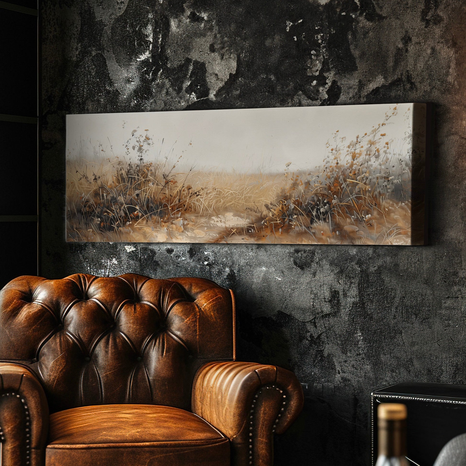 Wildflower Field Long Horizontal Wall Art For Living Room, Panoramic Prairie Canvas Print, Farmhouse Decor Canvas Art