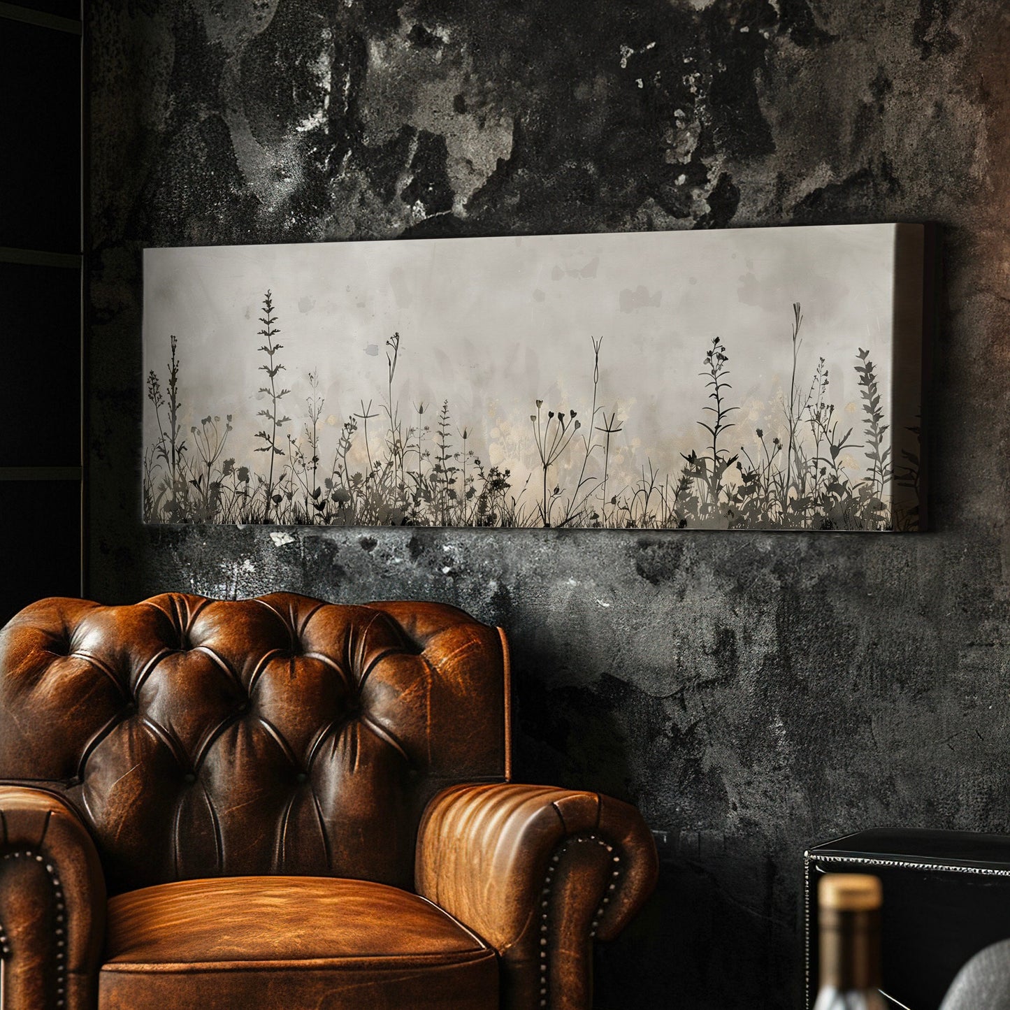 Wildflower Field Long Horizontal Wall Art For Living Room, Panoramic Floral Canvas Print, Farm House Decor Canvas Art