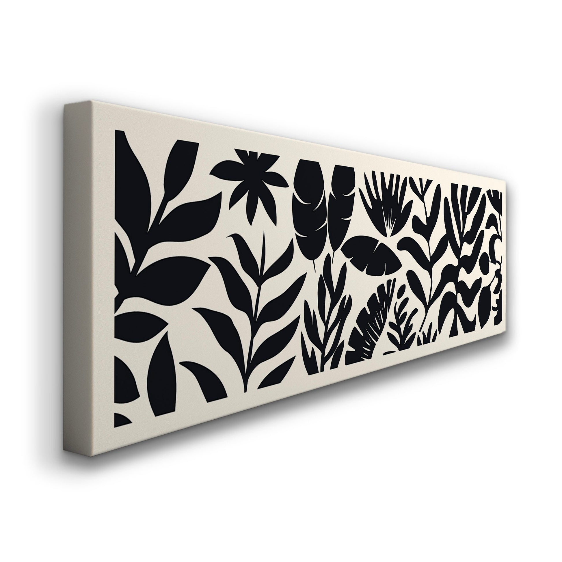 Rain Forest Minimal Long Horizontal Wall Art For Bedroom, Panoramic Black And White Canvas Print, Minimal Vector Decor Canvas Art