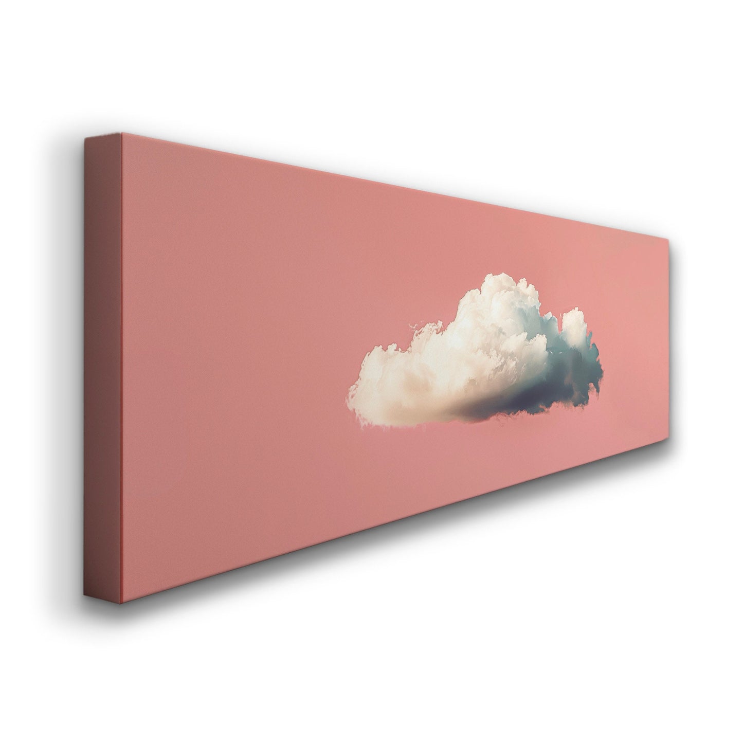 Moody Cloud Long Horizontal Wall Art For Living Room, Panoramic Pink Sky Canvas Print, Minimalist Decor Canvas Art