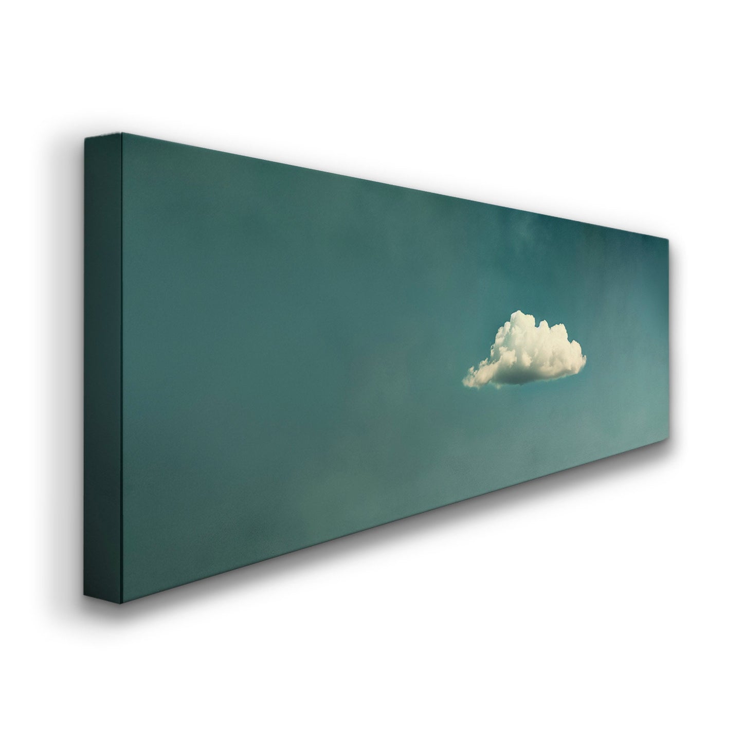 Moody Cloud Long Horizontal Wall Art Above Bed, Panoramic Peaceful Canvas Print, Minimalist Decor Canvas Art