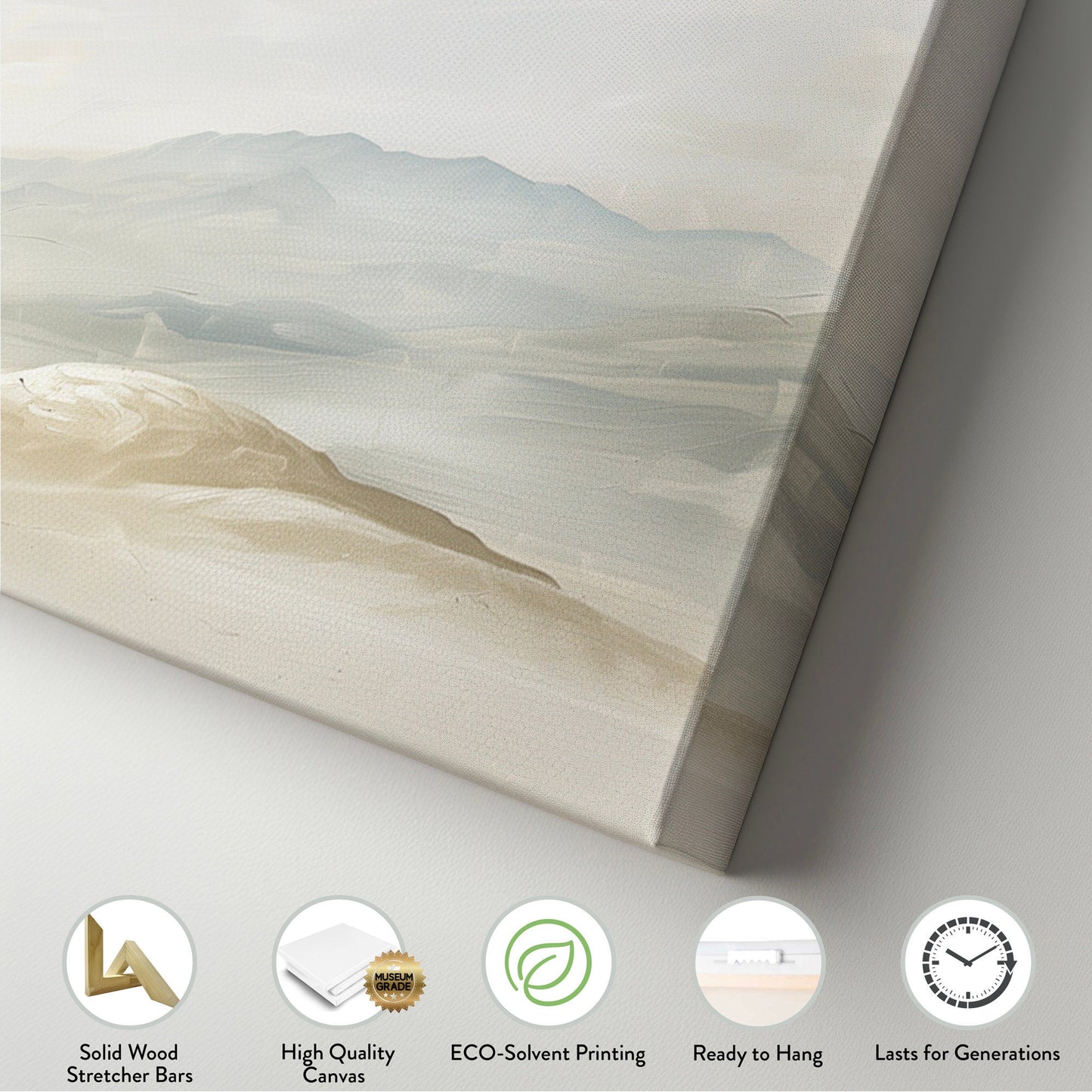 Minimalist Mountain Landscape Long Horizontal Wall Art For Living Room, Panoramic Earthy Canvas Print, Peaceful Decor Canvas Art