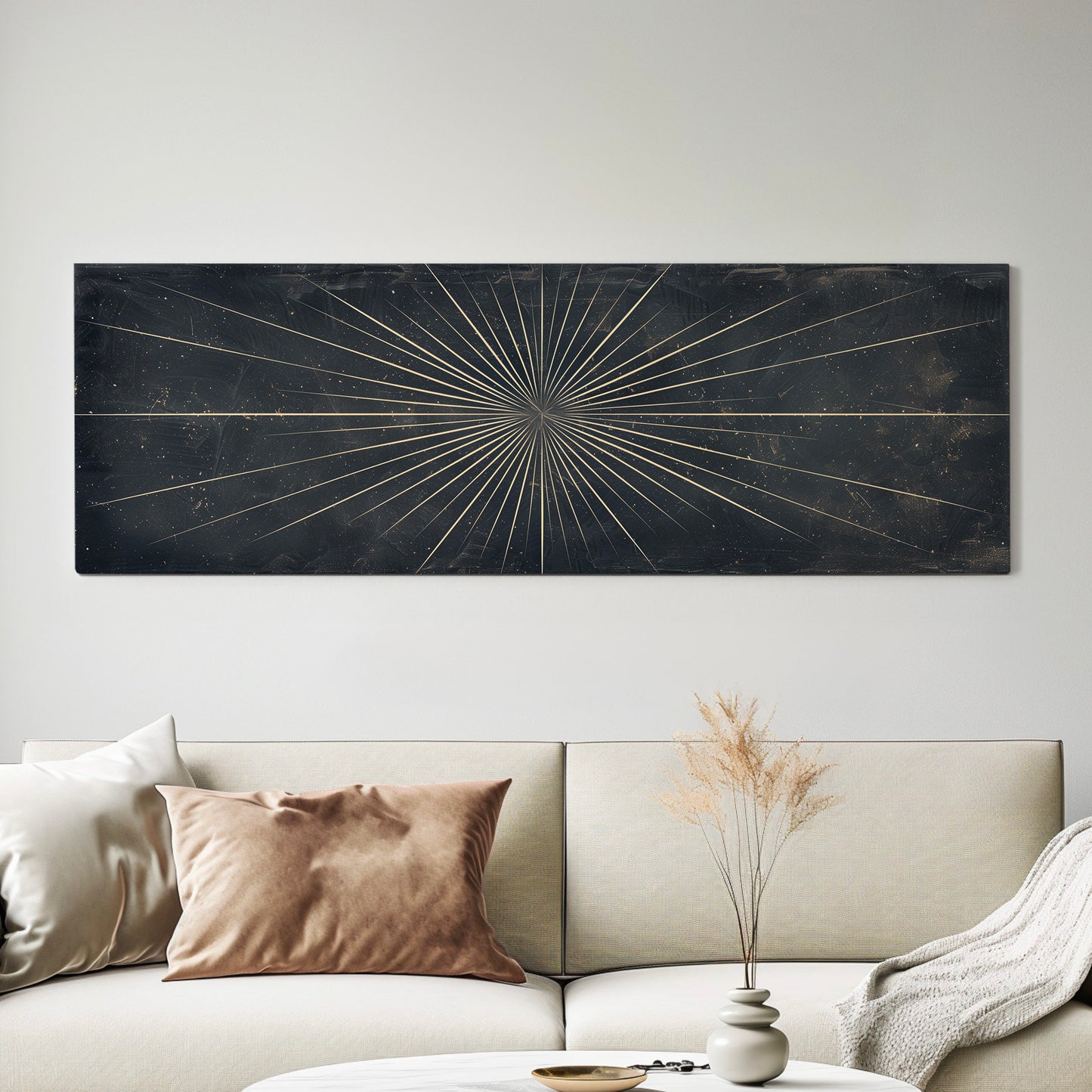 Huge Star At Night Long Horizontal Wall Art For Bedroom, Panoramic Night Sky Canvas Print, Minimalist Decor Canvas Art