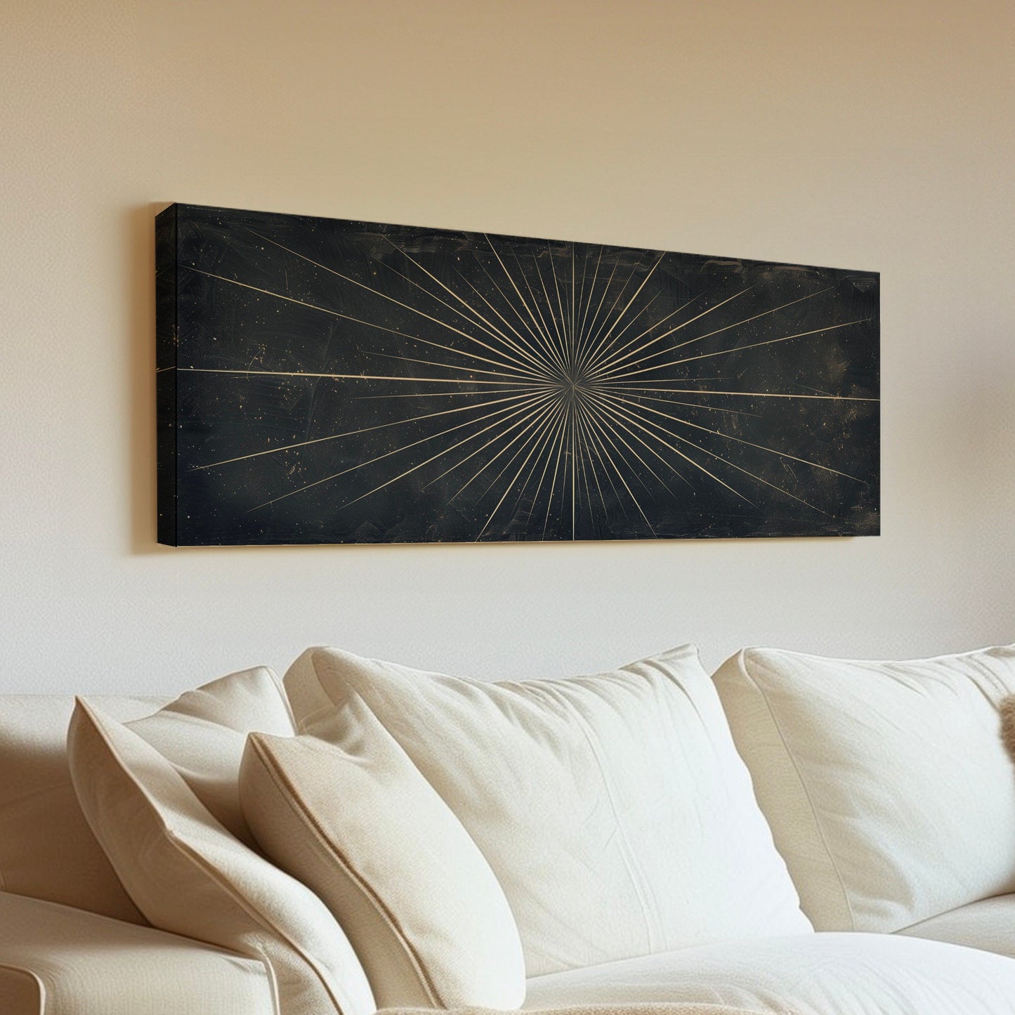 Huge Star At Night Long Horizontal Wall Art For Bedroom, Panoramic Night Sky Canvas Print, Minimalist Decor Canvas Art
