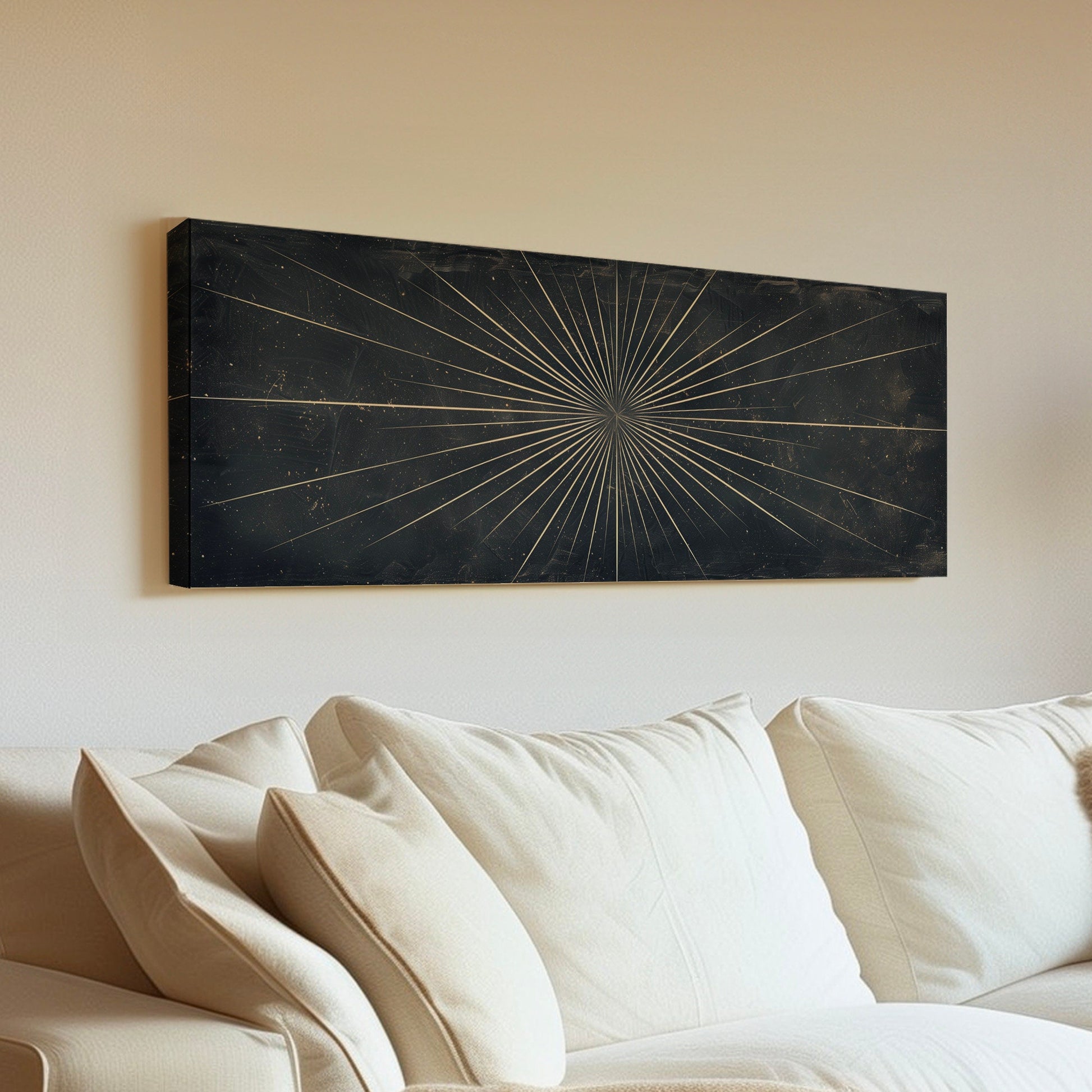 Huge Star At Night Long Horizontal Wall Art For Bedroom, Panoramic Night Sky Canvas Print, Minimalist Decor Canvas Art