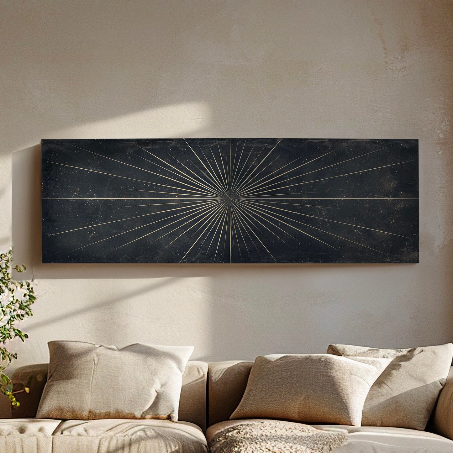 Huge Star At Night Long Horizontal Wall Art For Bedroom, Panoramic Night Sky Canvas Print, Minimalist Decor Canvas Art