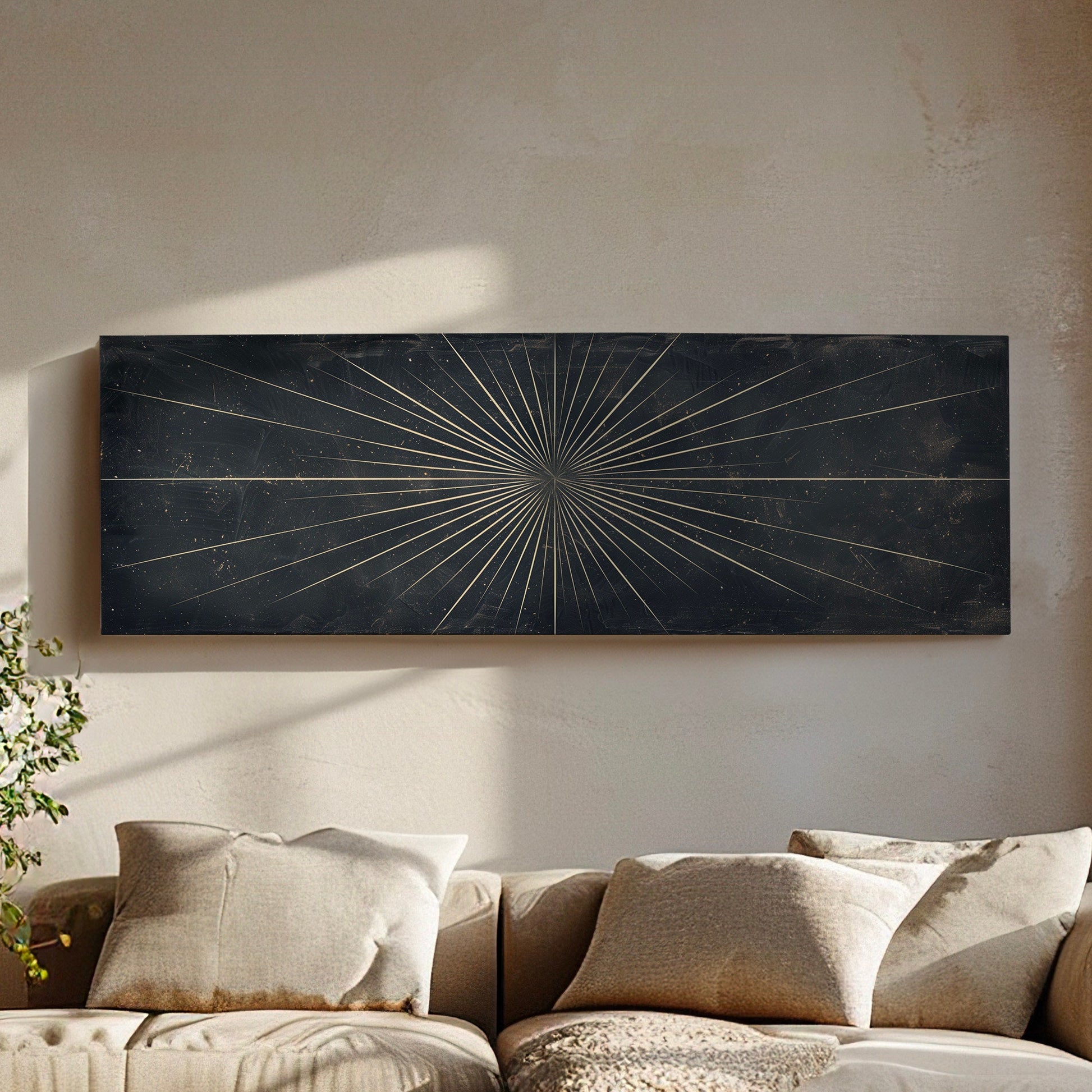 Huge Star At Night Long Horizontal Wall Art For Bedroom, Panoramic Night Sky Canvas Print, Minimalist Decor Canvas Art