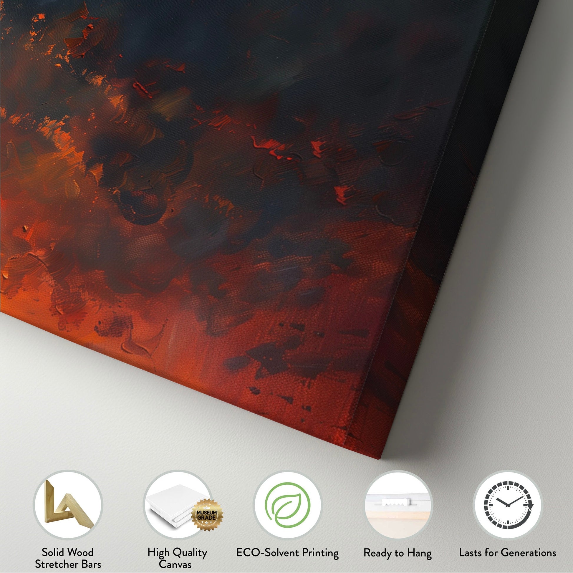 Crescent Moon Long Horizontal Wall Art Above Bed, Panoramic Fire Red Sky Canvas Print, Moody Cloud Decor Canvas Art