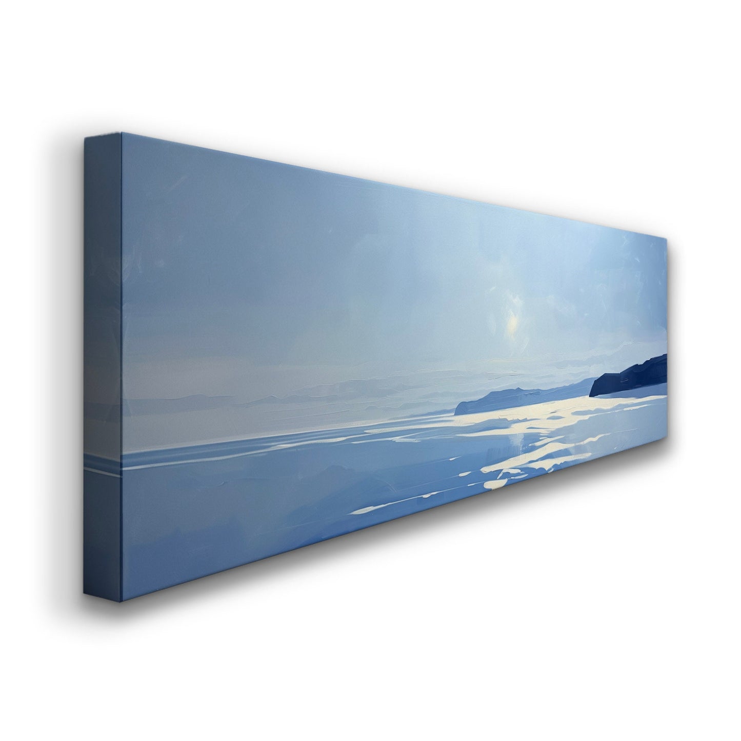Coastal Seascape Long Horizontal Wall Art For Kitchen, Panoramic Beach Canvas Print, Nautical Decor Canvas Art