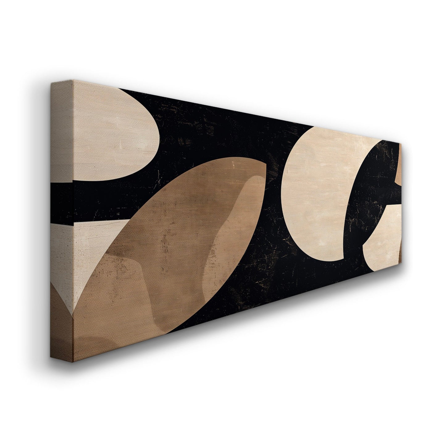 Black Brown Coffee Abstract Long Horizontal Wall Art For Living Room, Panoramic Barista Canvas Print, Latte Coffee Beans Decor Canvas Art