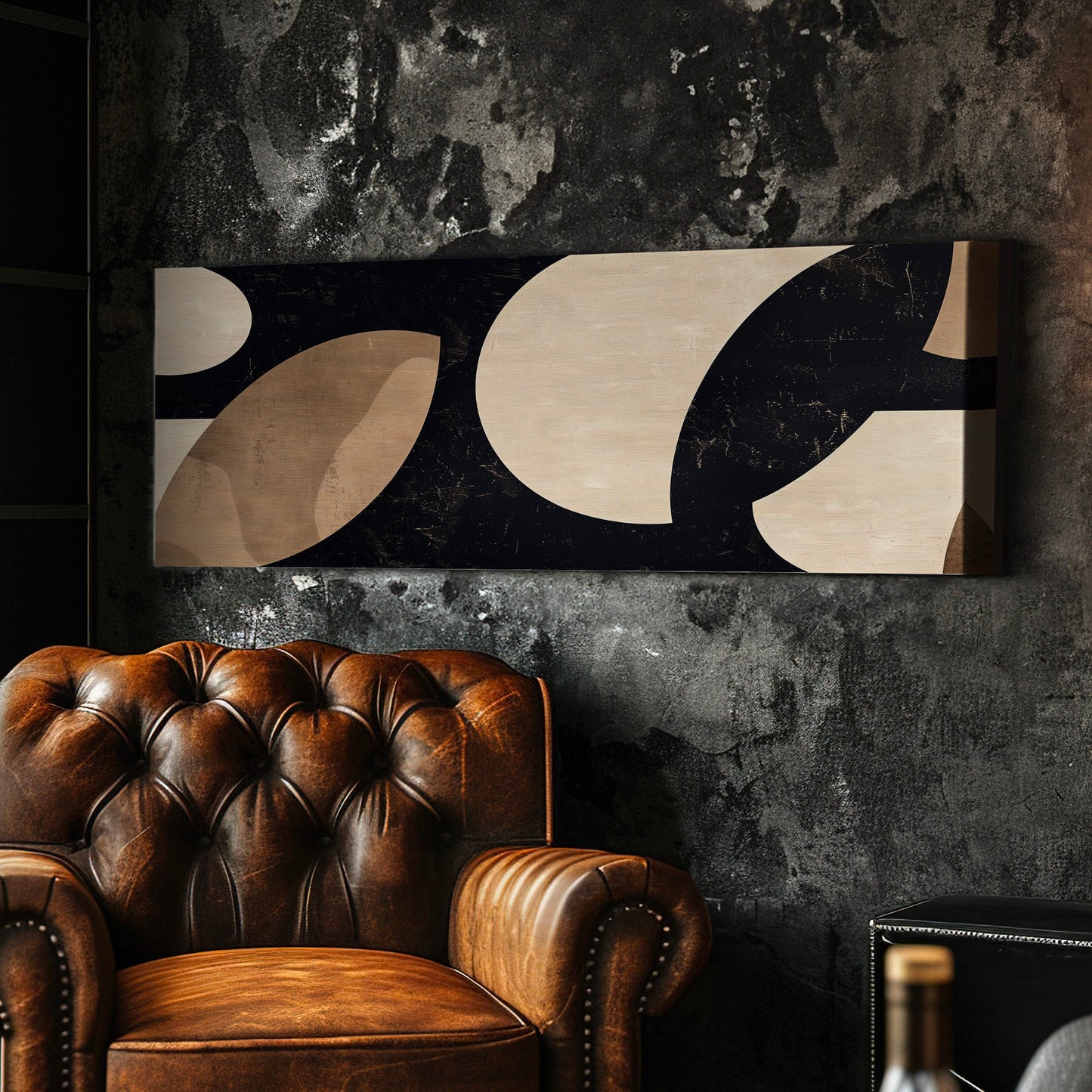 Black Brown Coffee Abstract Long Horizontal Wall Art For Living Room, Panoramic Barista Canvas Print, Latte Coffee Beans Decor Canvas Art