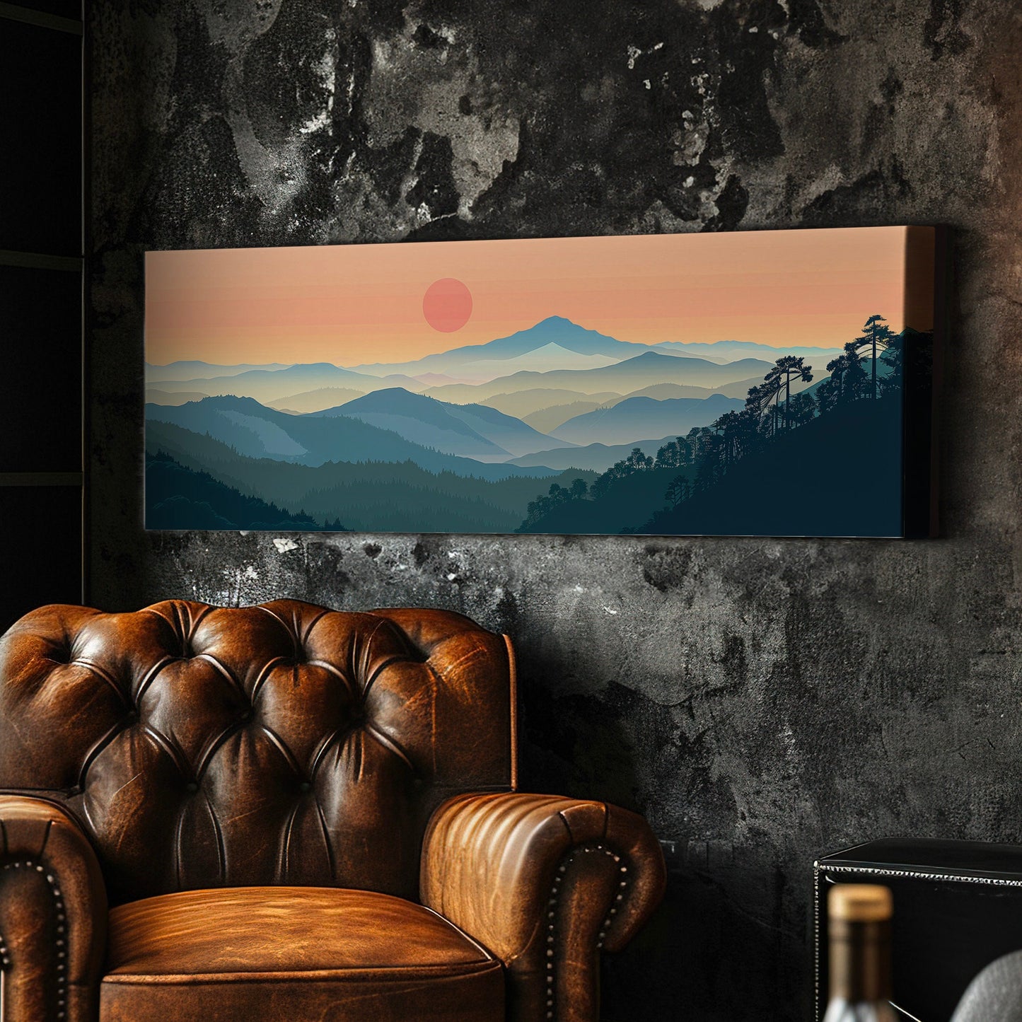 Mount Tamalpais Long Horizontal Wall Art For Living Room, Panoramic California Canvas Print, Sunset Decor Canvas Art