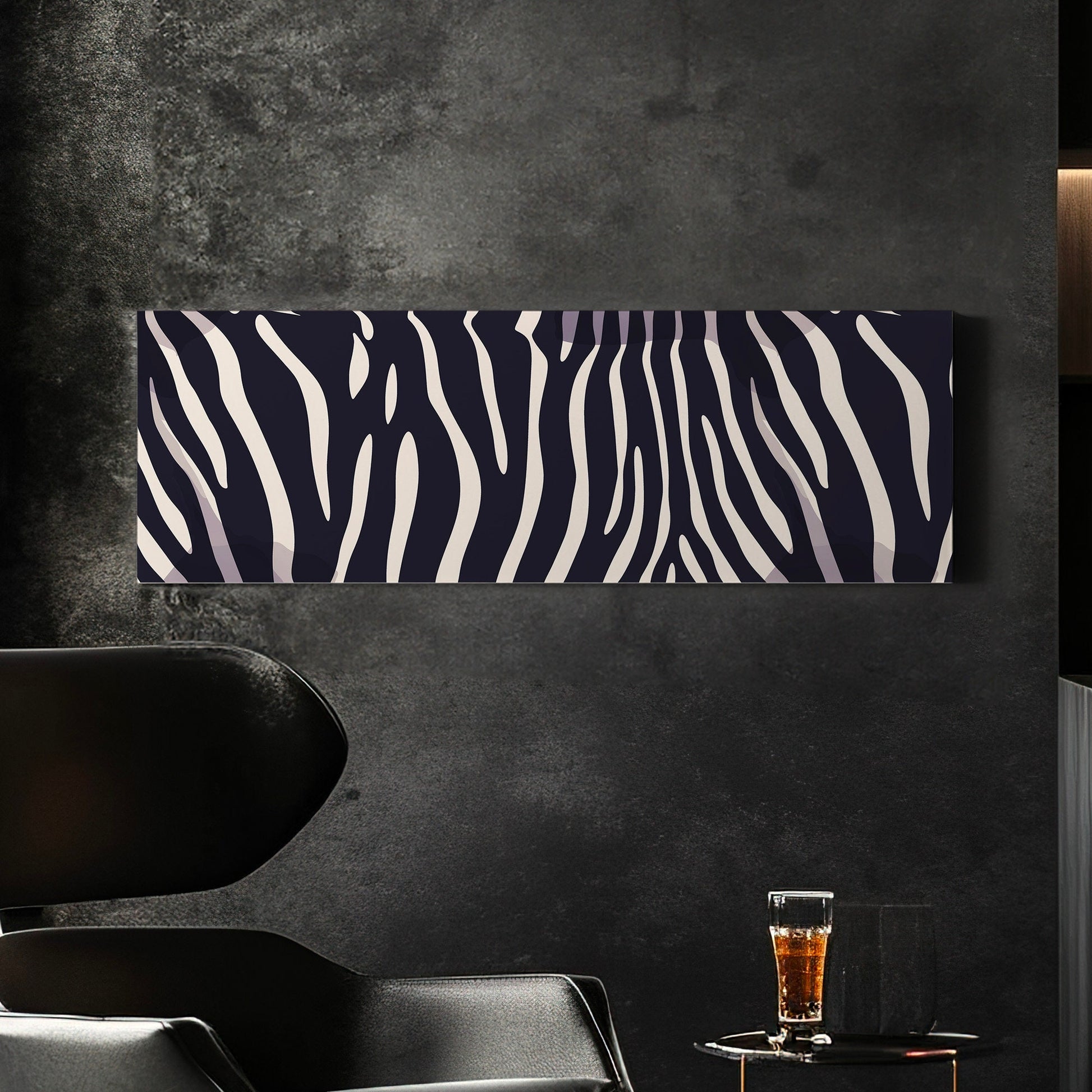 Zebra Pattern Above Bed Wall Art African, Panoramic Wildlife Canvas Print, Animal Long Horizontal Canvas Art