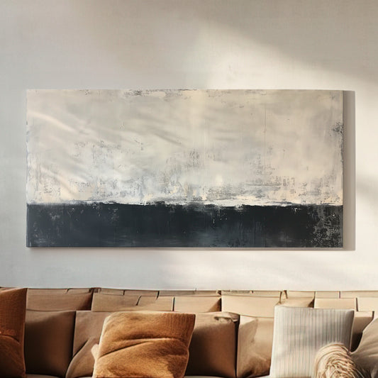 Neutral Wabi Sabi Long Horizontal Wall Art For Living Room, Panoramic Modern Canvas Print, Minimal Decor Canvas Art