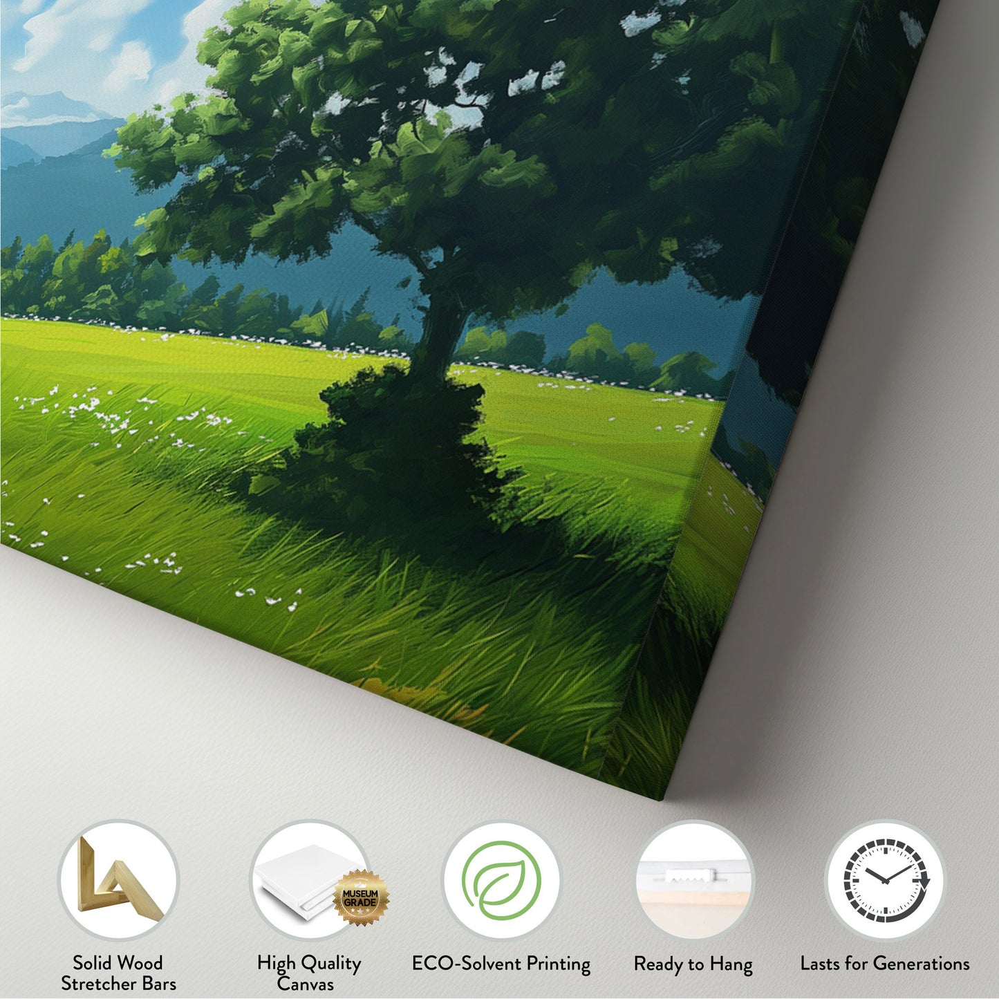 Beautiful Scene in Tirol Above Bed Wall Art Mountain Landscape, Panoramic Minimal Canvas Print, Green Field Long Horizontal Canvas Art