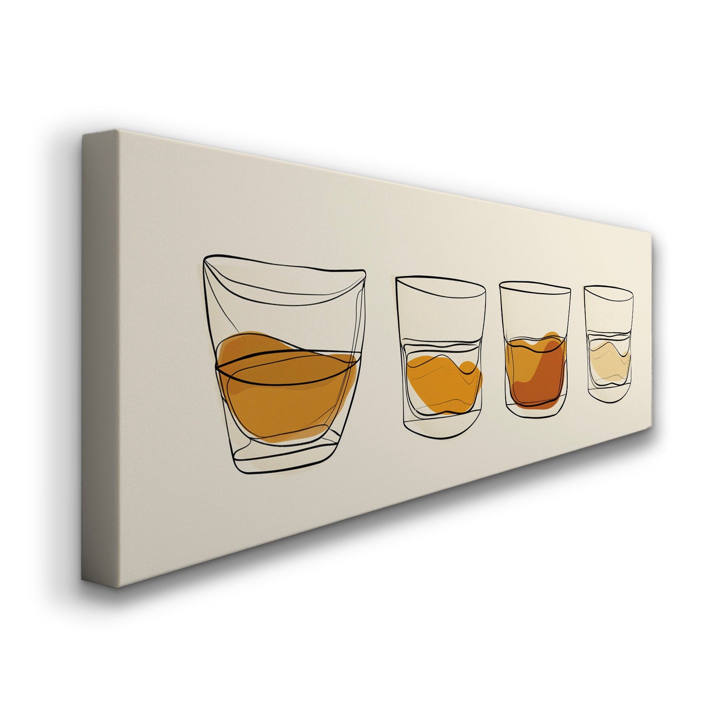 Boho Whiskey Bar Above Bed Wall Art Bourbon Bar, Panoramic Scotch Canvas Print, Man Cave Long Horizontal Canvas Art