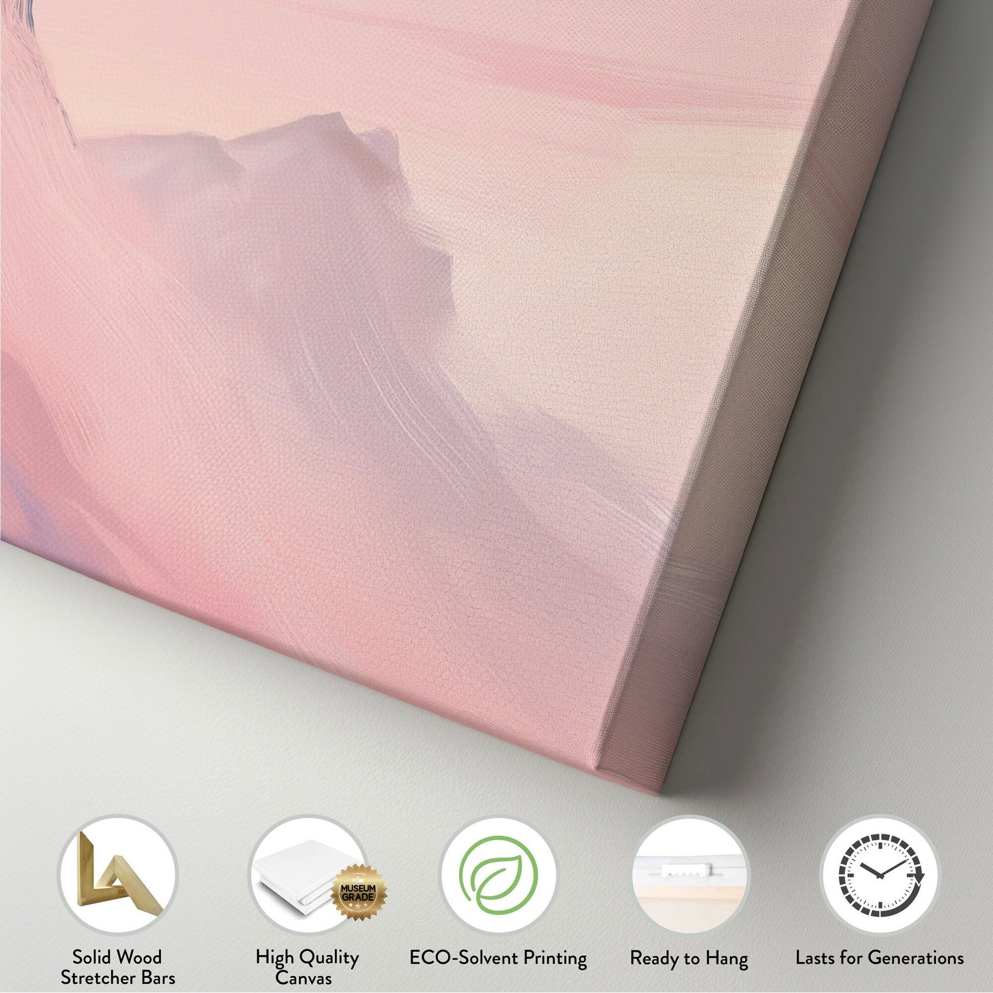 Pink Mountain Landscape Above Bed Wall Art Sunset, Panoramic Nature Canvas Print, Abstract Long Horizontal Canvas Art