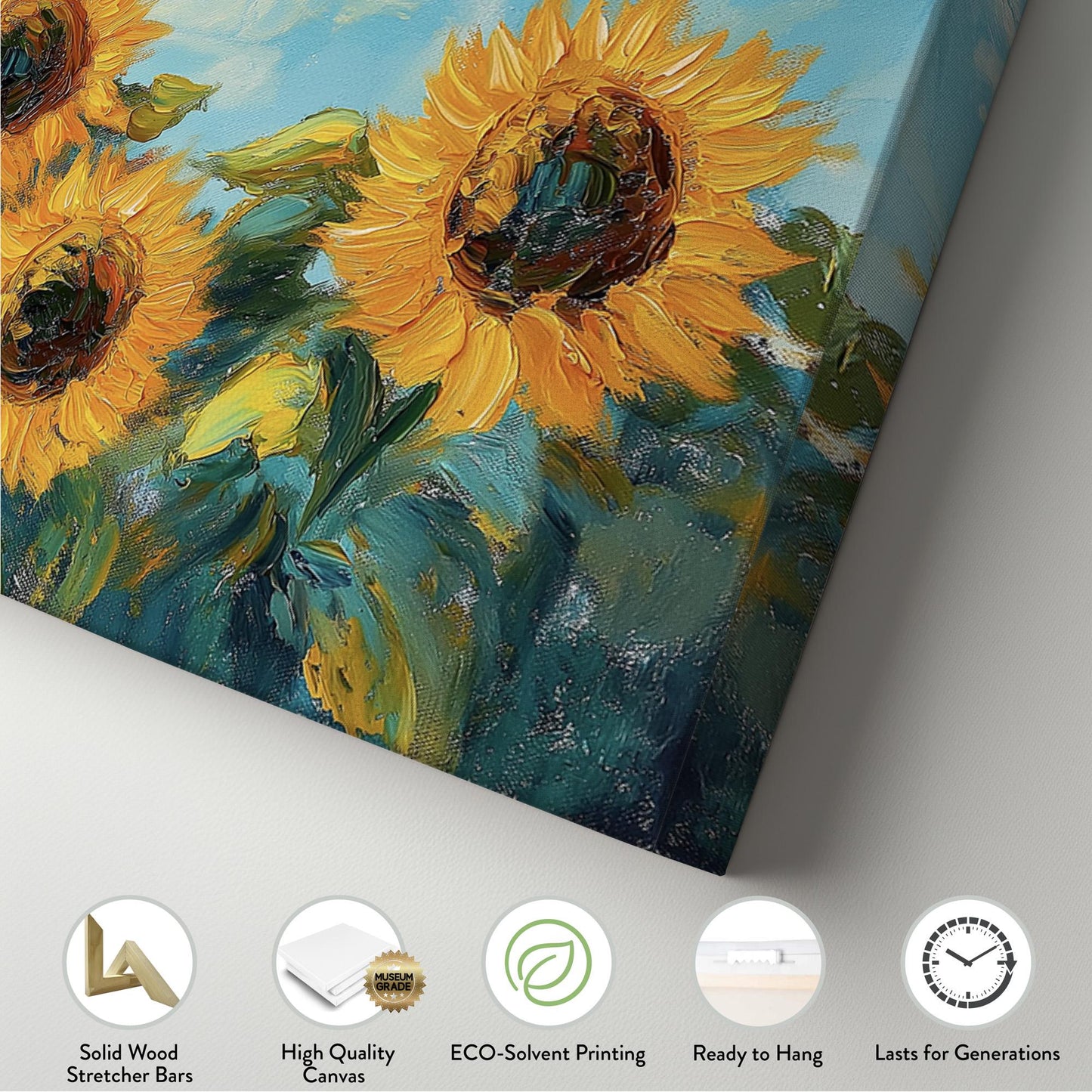 Sunflower Field Panoramic Canvas Print: Rustic Farmhouse Wall Art