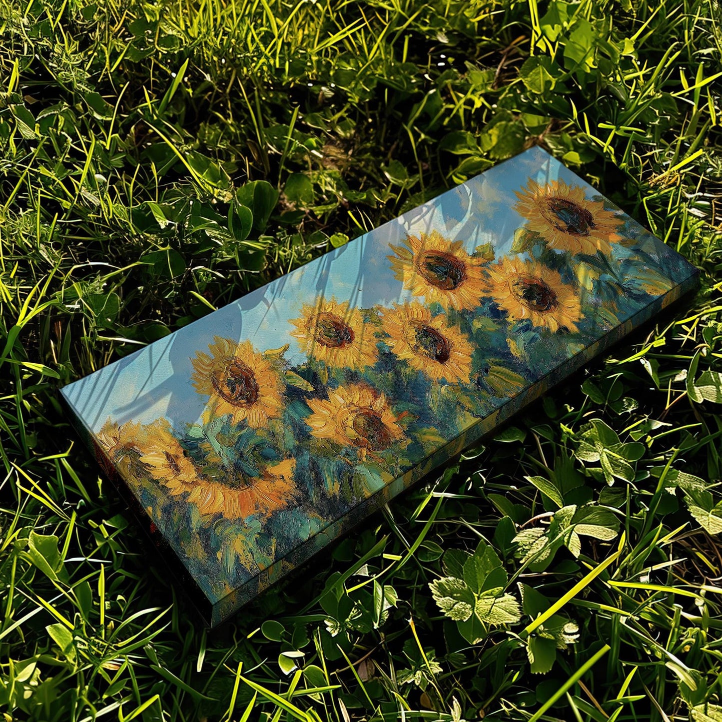 Sunflower Field Panoramic Canvas Print: Rustic Farmhouse Wall Art