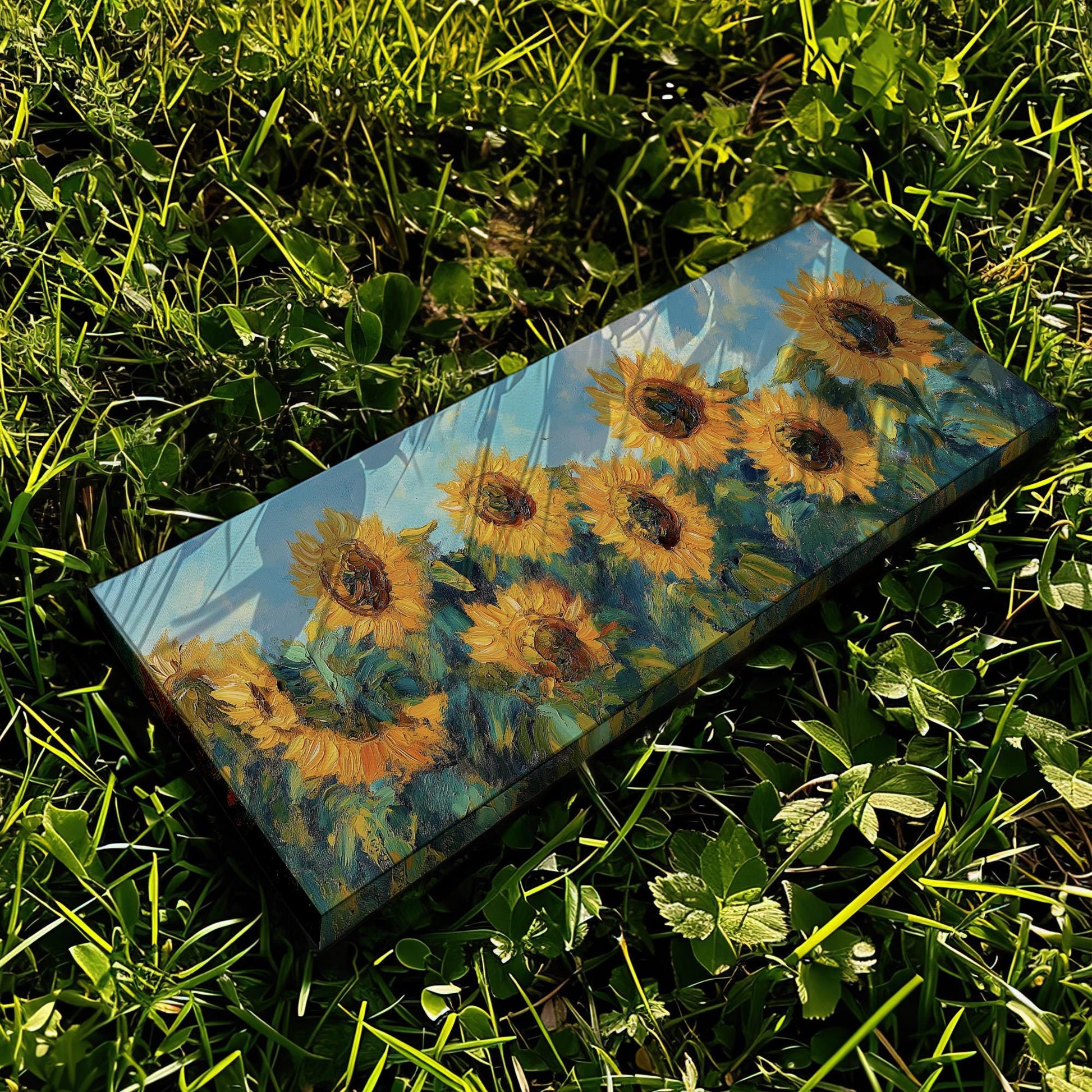 Sunflower Field Panoramic Canvas Print: Rustic Farmhouse Wall Art